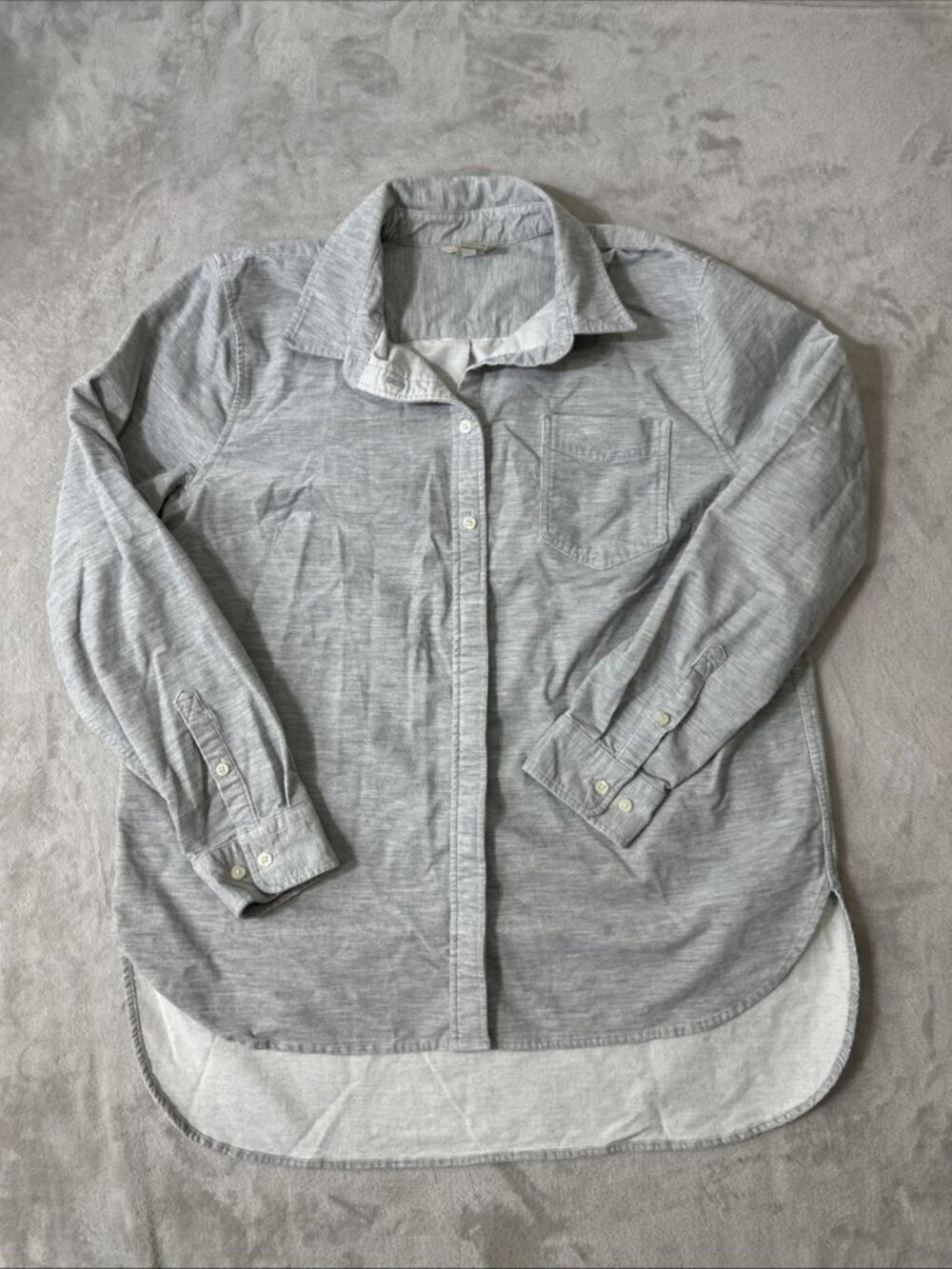 Duluth Trading gray corduroy stretch button up shirt women’s XL